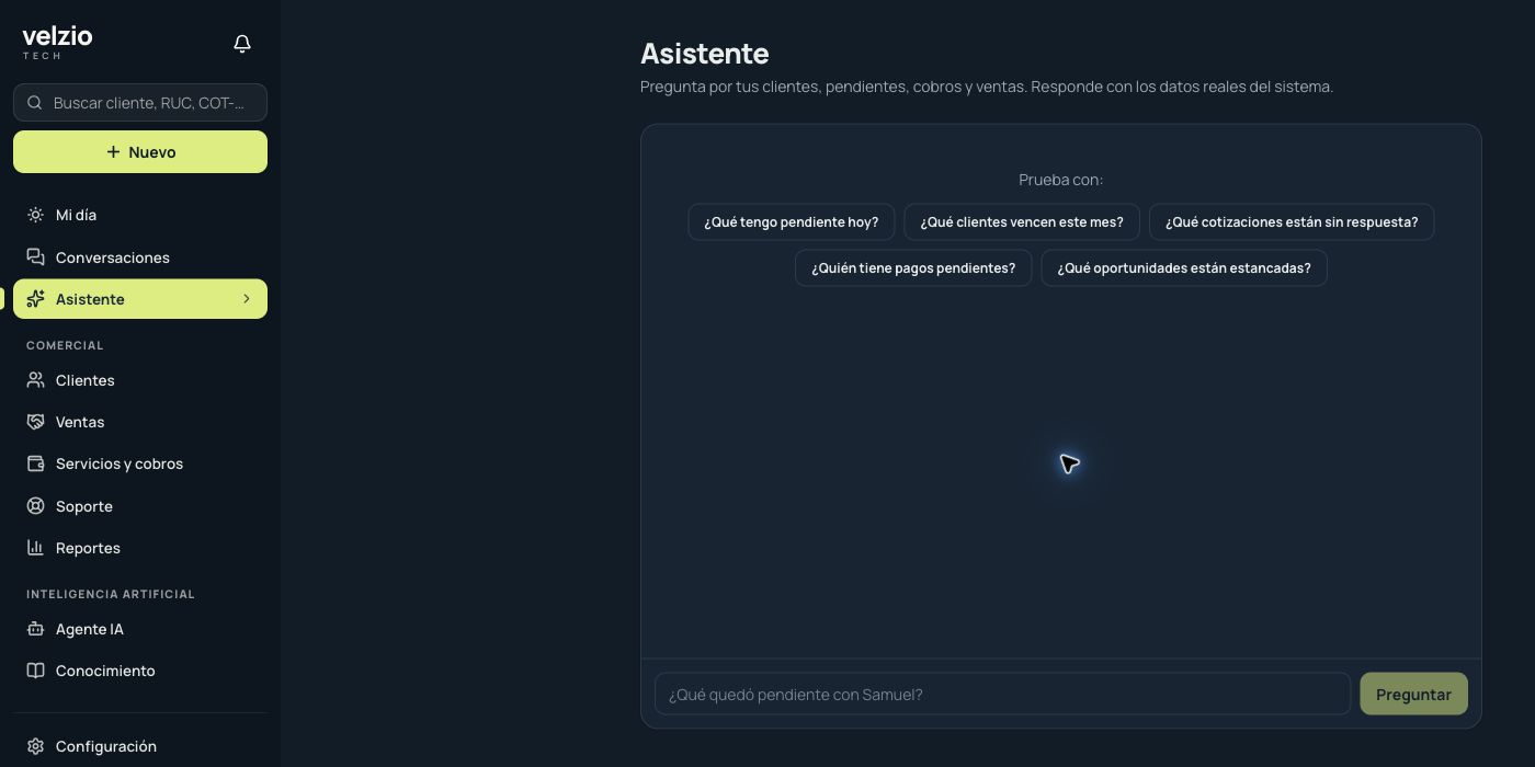 Interfaz de Atención y CRM